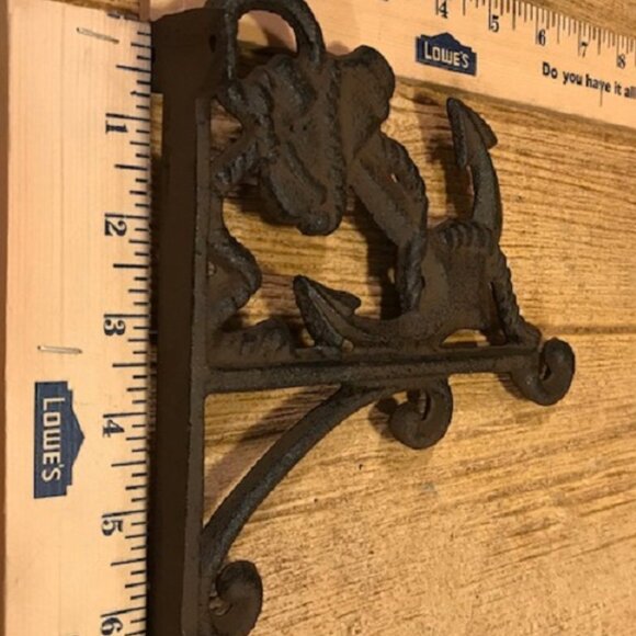 Anchor Plant Hanger Rustic Brown Raw Cast Iron Nautical 7 1/2" tall 0170-09513 R - Picture 14 of 16